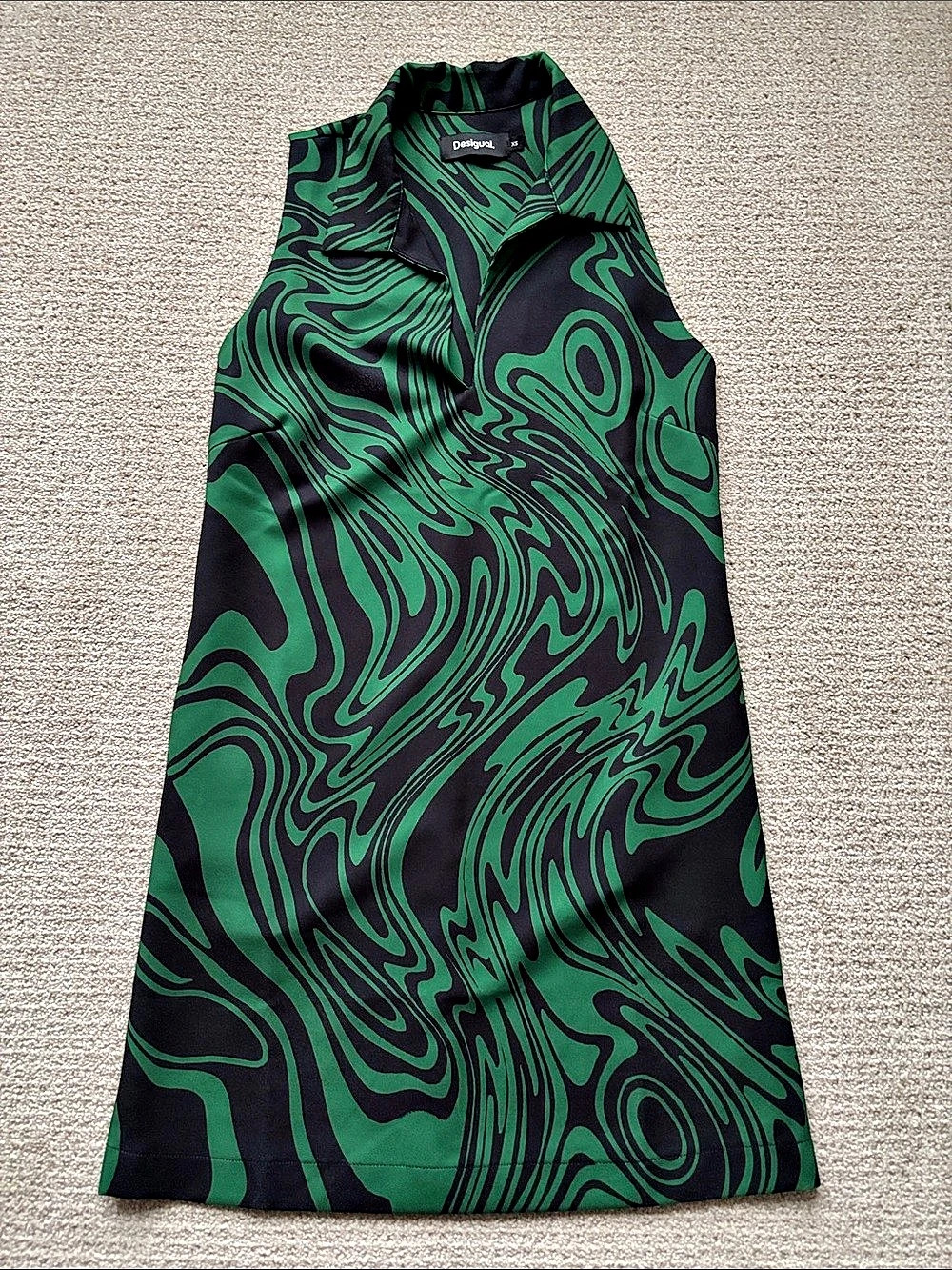 Desigual Abstract Mini Dress Green & Black Size XS